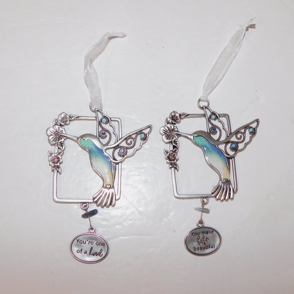 Set 2 Trust Your Wings Hummingbird inspirational Window Ornaments Decor GANZ